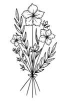 stijl vector illustratie van bloem en bladeren boeket