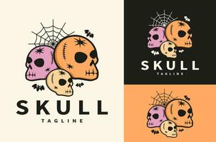 eng kleurrijk tekening schedel voor halloween thema illustratie logo ontwerp vector