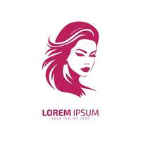 minimaal en abstract logo van dame vector meisje icoon vrouw silhouet vrouw geïsoleerd sjabloon ontwerp roze vrouw