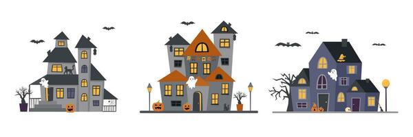 reeks van halloween huizen vector