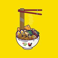 kip noodle Indonesisch voedsel vector illustratie