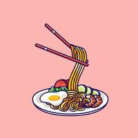 kip noodle eten vectorillustratie vector