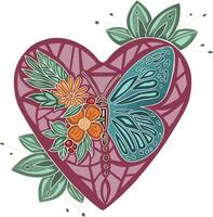 vlinder helder gekleurde etnisch boho stijl vector illustratie