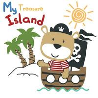 vector illustratie van grappig beer piraat, geschikt voor stickers en t overhemden kinderen baby, t overhemd afdrukken ontwerp, mode grafisch en andere decoratie.