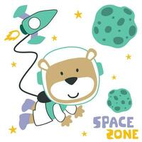 vector illustratie van schattig tekenfilm astronauten weinig dier in ruimte, kinderachtig ontwerp voor kinderen werkzaamheid kleuren boek of bladzijde.