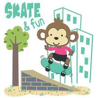 schattig tekenfilm karakter beer schaatser. vector afdrukken met schattig leeuw Aan een skateboard. kan worden gebruikt voor t-shirt afdrukken, kinderen slijtage mode ontwerp, kleding stof textiel, kinderkamer behang en andere decoratie.