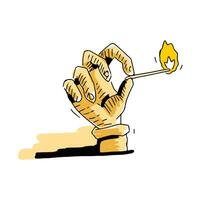 hand- getrokken illustratie van een hand- verlichting een bij elkaar passen vector