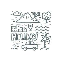 vakantie tour tekening hand- getrokken vector