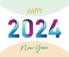 kleurrijk 2024 gelukkig nieuw jaar typografie logo tekst ontwerp concept voor brochure, poster banier, vector, en viering. enz vector