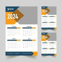 2024 een bladzijde muur kalender ontwerp sjabloon vector
