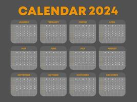 bewerkbare kalender sjabloon voor 2024 vector