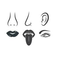 neus- oor oog lippen tong vector icoon van menselijk zintuigen illustratie