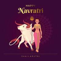 navratri concept illustratie, godin shailaputri, gelukkig navratri vector