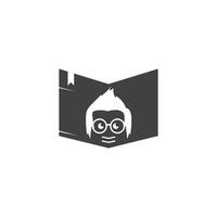 boek met geek jongen icoon vector illustratie ontwerp