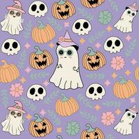 halloween naadloos patroon met pompoenen. vector