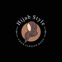 hijab logo ontwerp sjabloon voor moslim vrouw mode met creatief element concept vector