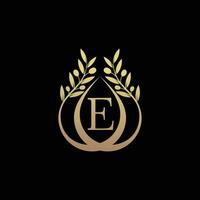 olijf- olie logo ontwerp gecombineerd met eerste brief e en creatief concept vector