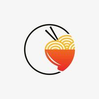 noedels logo ontwerp sjabloon voor ramen restaurant met creatief element concept vector