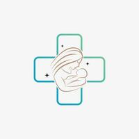 mam en baby logo ontwerp vector voor moederschap kliniek met creatief element concept