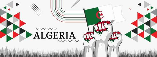 Algerije nationaal of onafhankelijkheid dag banier abstract viering meetkundig decoratie ontwerp grafisch kunst web achtergrond, vlag vector illustratie