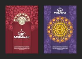 eid mubarak mandala patroon flyers ontwerp vector