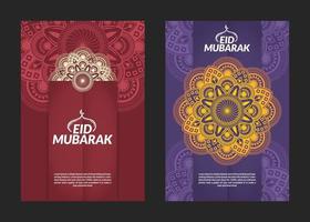 eid mubarak mandala patroon flyers ontwerp vector