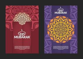 eid mubarak mandala patroon flyers ontwerp vector