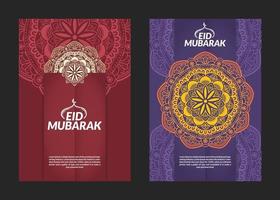 eid mubarak mandala patroon flyers ontwerp vector