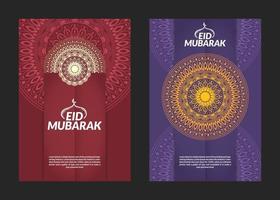 eid mubarak mandala patroon flyers ontwerp vector