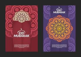 eid mubarak mandala patroon flyers ontwerp vector