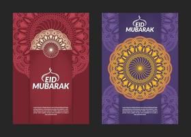 eid mubarak mandala patroon flyers ontwerp vector