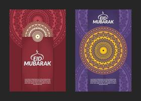 eid mubarak mandala patroon flyers ontwerp vector