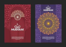 eid mubarak mandala patroon flyers ontwerp vector