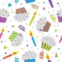 verjaardagstaart en kleurrijke kaars vector