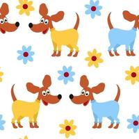 patroon verliefde honden met bloemen vectorillustratie vector
