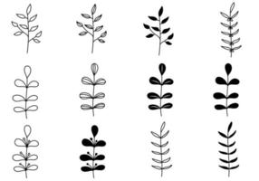 set van doodle plant vector