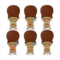 tekenfilm karakter van ijs room chocola met slaperig uitdrukking vector