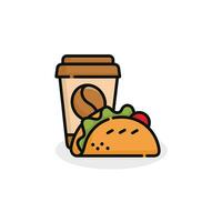 taco en drinken vector illustratie. snel voedsel icoon geïsoleerd Aan wit achtergrond