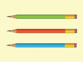 drie veelkleurige potloden vector