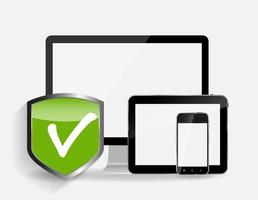 internetbeveiligingspictogram met telefoon, tablet en monitor vector