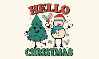 Hallo Kerstmis retro t-shirt ontwerp vector