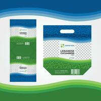 sjabloon ontwerp voor plastic verpakking van Libanees komkommer groente Product en label. vector