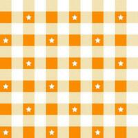 oranje plaid patroon met ster achtergrond. plaid patroon achtergrond. plaid achtergrond. naadloos patroon. voor achtergrond, decoratie, geschenk inpakken, katoenen stof tafelkleed, deken, tartan. vector