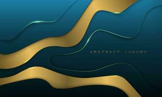 abstract blauw papier besnoeiing goud lijn kromme meetkundig ontwerp modern luxe creatief achtergrond vector