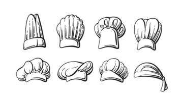 chef, koken hoeden set. vector symbool. schets schetsen