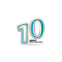 10 jaar verjaardag viering vector sjabloon ontwerp illustratie
