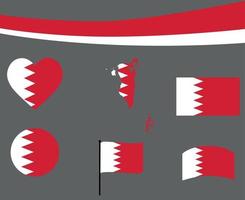 bahrein vlag kaart lint en hart iconen vector abstract