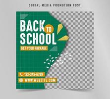 terug naar school promo social media post vierkante sjabloon vector