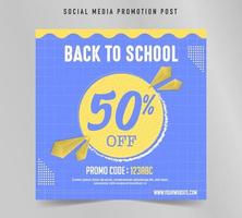 terug naar school promo social media post vierkante sjabloon vector