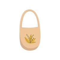 beige shopper met platte afbeelding van bloemenprint vector